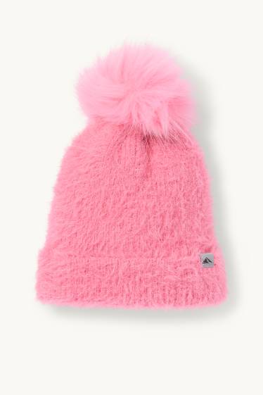 Kinder Mädchen - Ski-Bommelmütze - pink