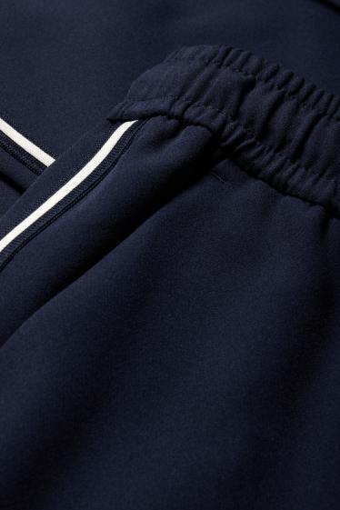 Dames - Jersey broek - mid waist - wide leg - donkerblauw