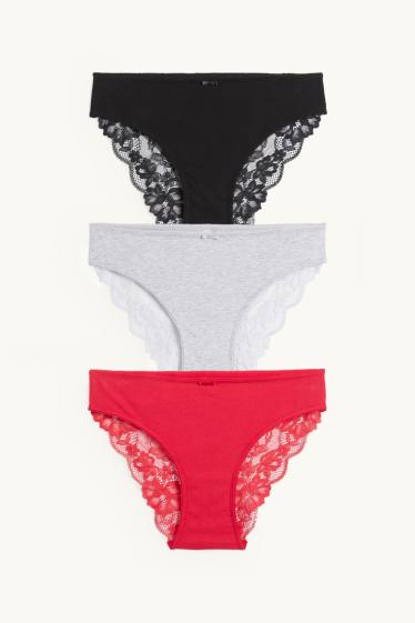 Damen - Multipack 3er - Slip - rot