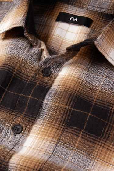 Hommes - Chemise - regular fit - col kent - à carreaux - marron clair