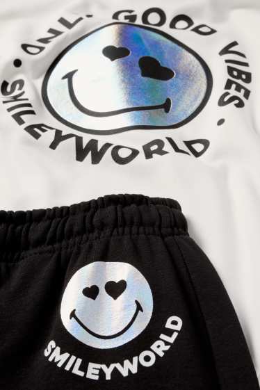 Children Girls - SmileyWorld® - set - hoodie and joggers - 2 piece - black / white