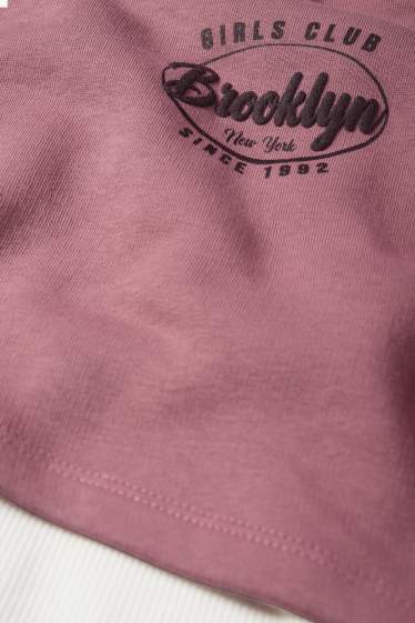 Children Girls - Brooklyn - set - hoodie and top - 2 piece - dark rose