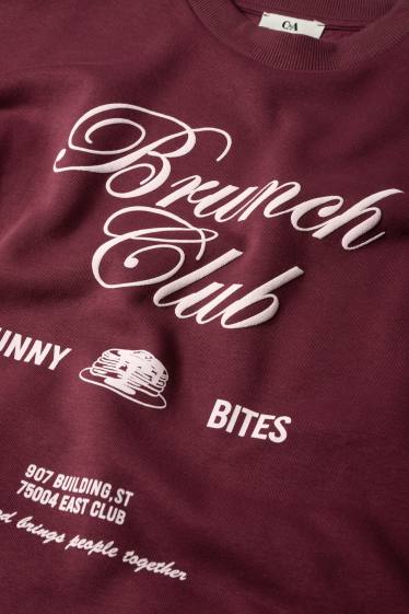 Femei - Bluză de molton - vișiniu