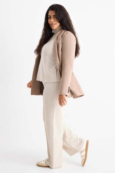 Damen - Jogginghose - gerippt - beige