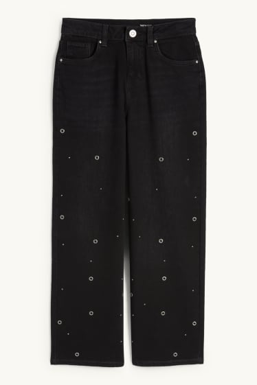Niñas - Wide leg jeans - vaqueros - gris oscuro