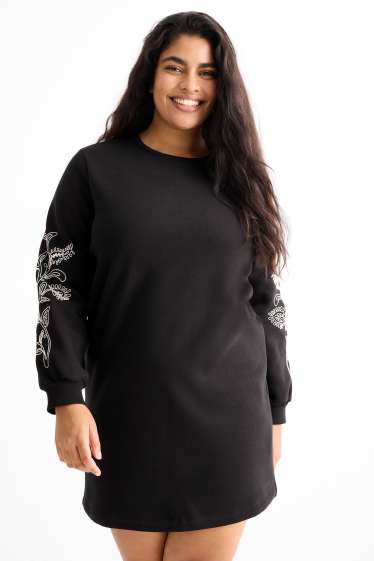 Women - Sweatshirt dress - straight fit - black