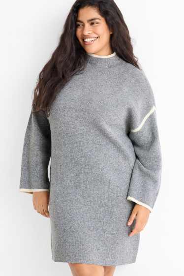 Dámské - Pletené šaty - světle šedá