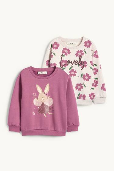 Enfants filles - Lot de 2 - fée et fleur - sweat - violet clair