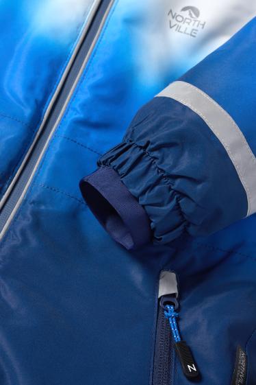 Kinder Jungen - Skianzug mit Kapuze - wasserdicht - gemustert - blau