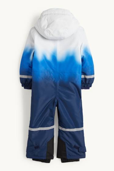 Kinder Jungen - Skianzug mit Kapuze - wasserdicht - gemustert - blau