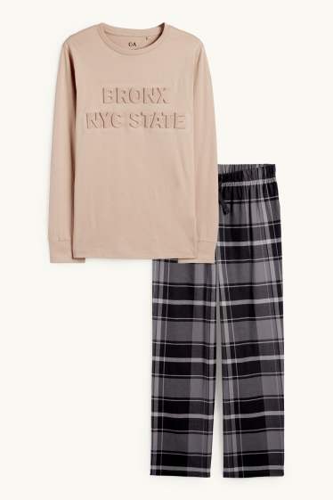 Enfants garçons - NYC - pyjama avec pantalon en flanelle - 2 pièces - beige