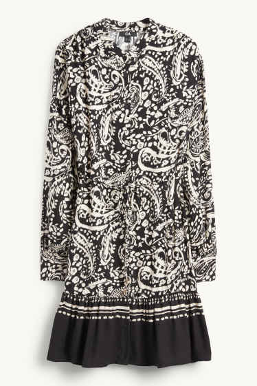 Women - Shirt dress - patterned - black / beige