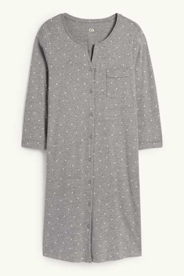 Dámské - Noční košile - puntíkovaná - šedá-žíhaná