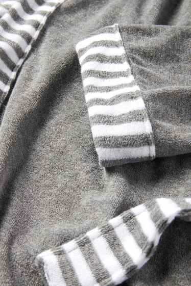 Dames - Frotté badjas, met capuchon - grijs-mix