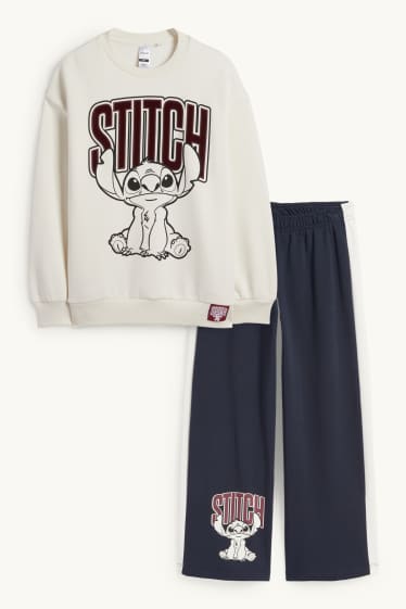 Enfants filles - Lilo & Stitch - ensemble - sweat à capuche et pantalon de jogging - 2 pièces - blanc