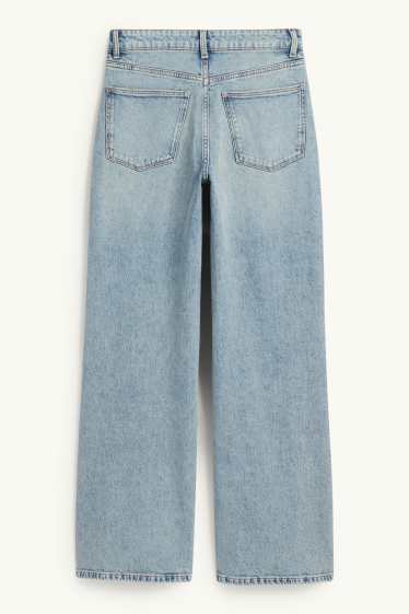 Damen - Wide Leg Jeans - Mid Waist - helljeansblau