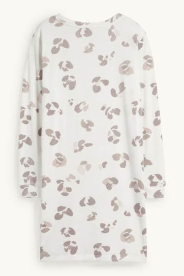 Femei - Cămașă de noapte - imprimeu de leopard - alb