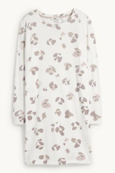 Femei - Cămașă de noapte - imprimeu de leopard - alb