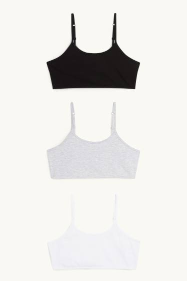 Kinderen: meisjes - Set van 3 - bustier - wit / zwart