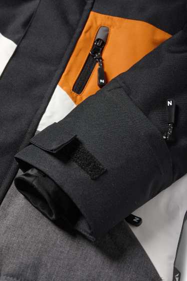 Enfants garçons - Veste de ski à capuche - imperméable - noir