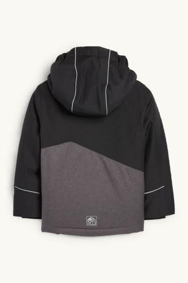 Enfants garçons - Veste de ski à capuche - imperméable - noir