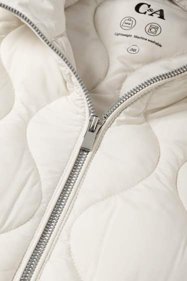 Women - Quilted jacket with hood - cremewhite