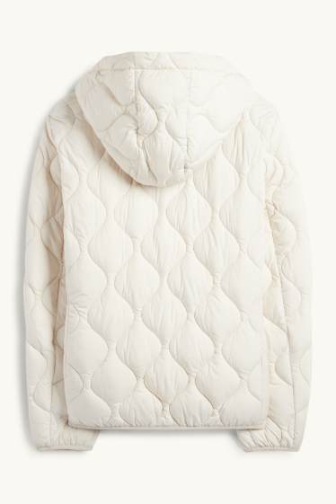 Women - Quilted jacket with hood - cremewhite