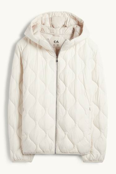 Women - Quilted jacket with hood - cremewhite