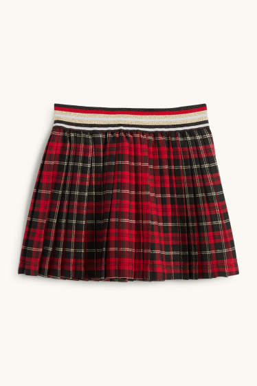 Kinder Mädchen - Faltenrock - kariert - rot