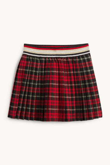 Kinder Mädchen - Faltenrock - kariert - rot