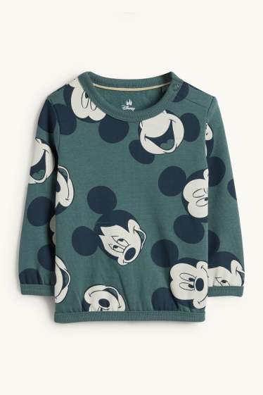 Baby: jongens - Mickey Mouse - babyoutfit - 2-delig - donkergroen