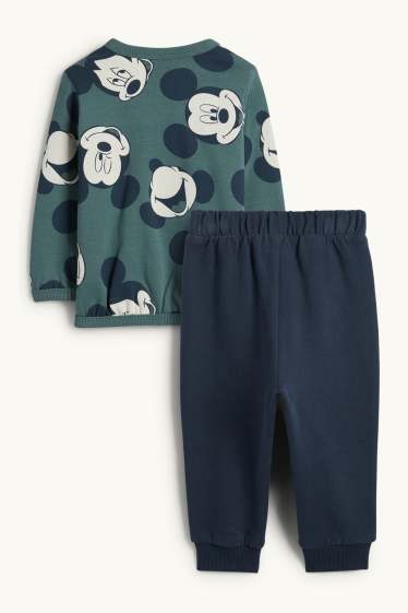 Baby: jongens - Mickey Mouse - babyoutfit - 2-delig - donkergroen