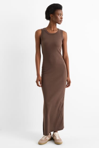 Dames - Bodyconjurk - ribstof - bruin