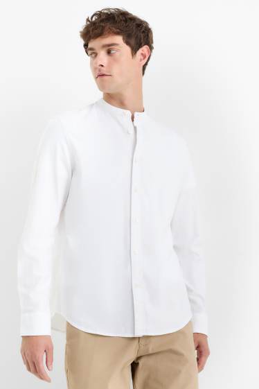 Herren - Hemd - Regular Fit - Stehkragen - weiß