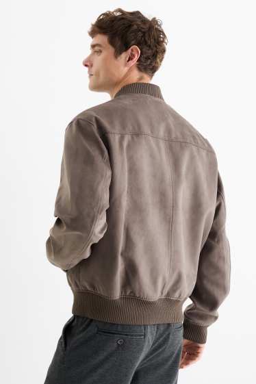 Heren - Bomberjack - imitatiesuède - taupe