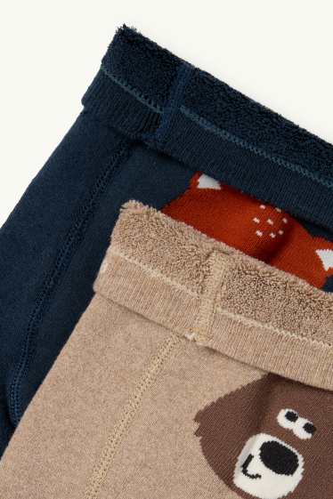 Unisex - Multipack of 2 - fox - baby thermal non-slip tights - dark blue