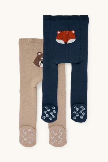 Unisex - Multipack of 2 - fox - baby thermal non-slip tights - dark blue