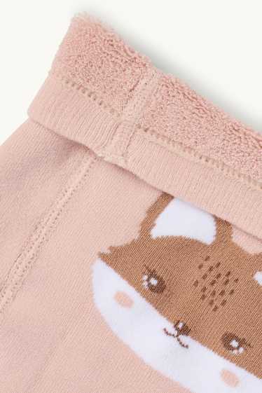 Baby Mädchen - Fuchs - Baby-Thermo-Anti-Rutsch-Strumpfhose - rosa