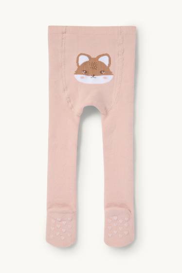 Baby Mädchen - Fuchs - Baby-Thermo-Anti-Rutsch-Strumpfhose - rosa