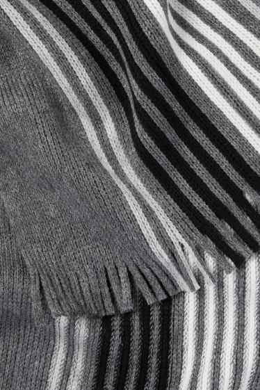 Herren - Strick-Schal - gestreift - grau