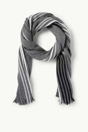 Herren - Strick-Schal - gestreift - grau