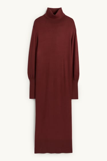 Femei - Rochie din tricot - straight fit - bordo