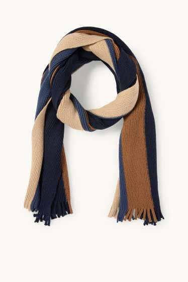 Herren - Strick-Schal - gestreift - blau