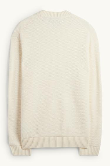 Bărbați - Pulover - structurat - crem