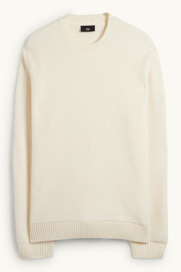 Bărbați - Pulover - structurat - crem