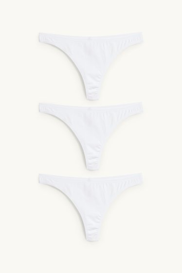 Femmes - Lot de 3 - strings - blanc