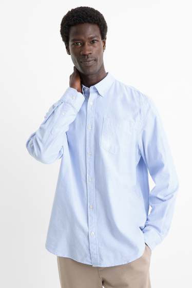 Pánské - Košile - regular fit - button-down - světle modrá