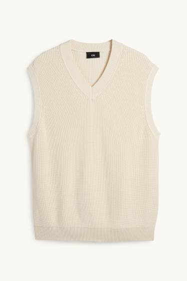 Hommes - Débardeur - finition côtelée - beige clair