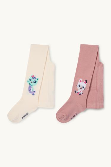Enfants filles - Lot de 2 - Gabby et la Maison Magique - collants - rose foncé