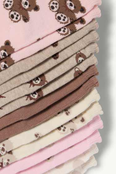 Children Girls - Multipack of 7 - teddy bear - socks with motif - cremewhite